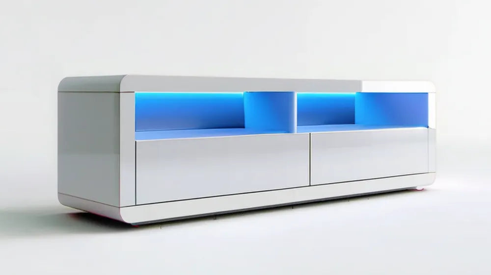 Biała szafka RTV z oświetleniem LED, 180 x 40 x 50 cm