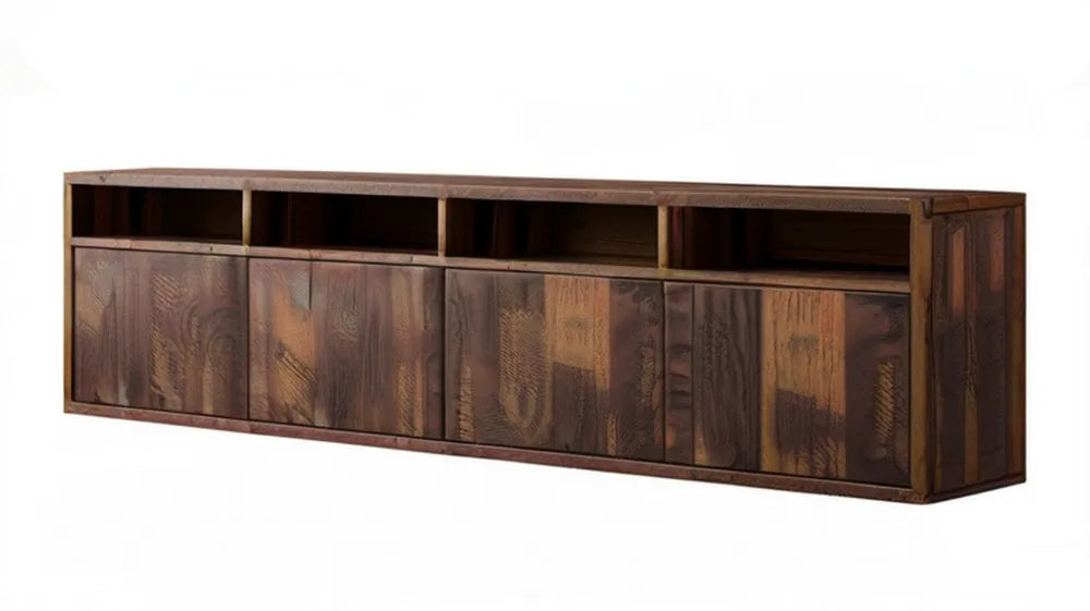 Szafka RTV z litego drewna mango, ciemnobrązowa, 180 x 40 x 45 cm