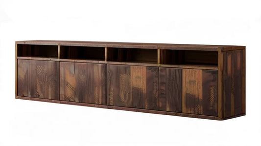 Szafka RTV z litego drewna mango, ciemnobrązowa, 180 x 40 x 45 cm