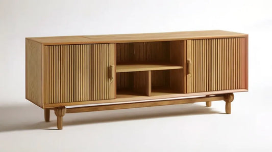 Szafka RTV z forniru dębowego, naturalny dąb, 160 x 40 x 55 cm