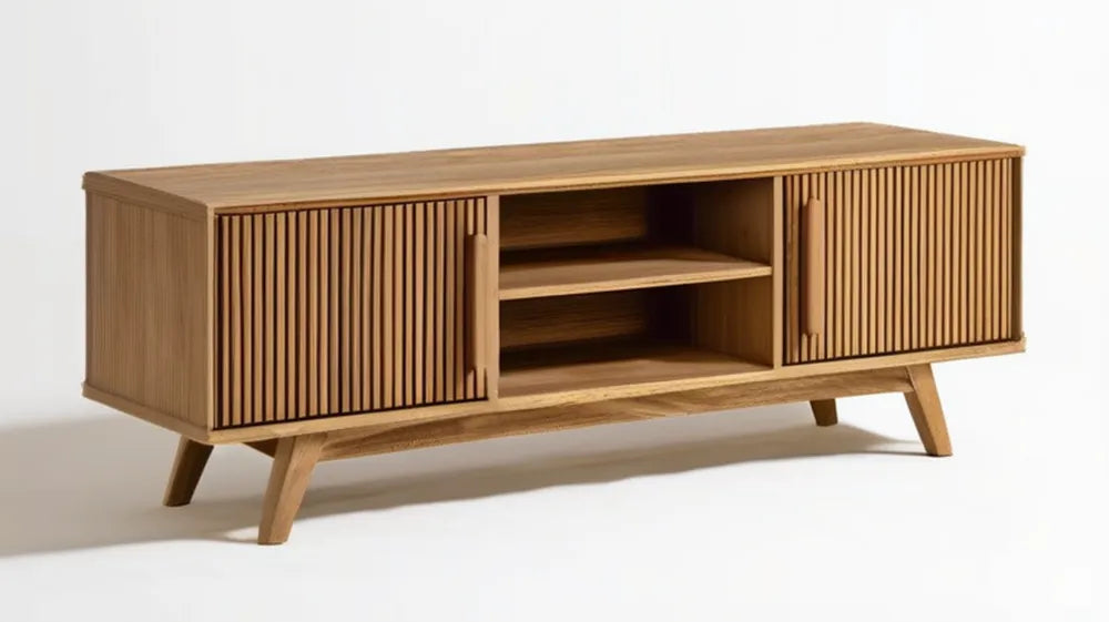 Szafka RTV z litego drewna dębowego, naturalny dąb, 160 x 40 x 60 cm