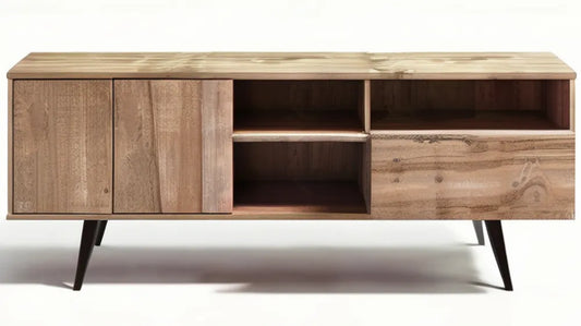 Brązowa szafka RTV z litego drewna akacjowego 180 x 40 x 60 cm