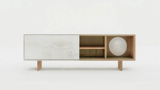 Szafka RTV z przesuwanymi drzwiczkami, dąb naturalny i biały, 180 x 40 x 60 cm