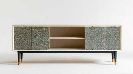 Prostokątna szafka RTV z MDF Zielona/Złota/Czarna 180 × 40 × 70 cm